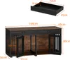 A diagram showing the dimensions of a dog crate furniture piece, with a separate view of a drawer. Produktbild-Vorschau
