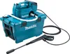 A teal and black Makita cordless high-pressure cleaner with a spray gun and hose. Náhled obrázku produktu