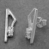 Ohrstecker Ohrring 17x5mm mit je 2 Zirkonias weiß glänzend Produktbild-Vorschau 3