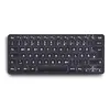 A black Perixx PERIBOARD-732B DE mini wireless keyboard with illuminated keys is shown from a top-down perspective on a white background. Anteprima dell’immagine prodotto