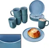 Ritzenhoff Jasper 12tlg Frühstücksset Ozeanblau Steingut Produktbild-Vorschau 1