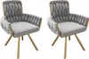 Two gray upholstered chairs with gold metal legs are shown against a white background. Produktbild-Vorschau