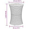 A diagram showing the dimensions of a drum-shaped outdoor side table. Produktbild-Vorschau