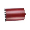 A red cylindrical drill bit with a silver toothed edge, isolated on a white background. Voir les images du produit