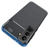 A smartphone case with a carbon fiber texture and a camera bump. Produktbild-Vorschau