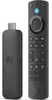 A black Amazon Fire TV Stick and its remote are shown side-by-side against a white background. Produktbild-Vorschau