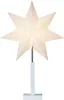 A white star-shaped lamp on a white stand against a white background. Podgląd zdjęcia produktu