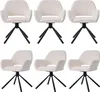 A set of six cream-colored swivel chairs with black metal legs, arranged in two rows of three. Podgląd zdjęcia produktu