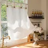 2 ks záclonek Boho v lněném vzhledu se smyčkami, krátké Náhled obrázku produktu 3