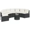 vidaXL Gartensofa mit Kissen Halbrund Schwarz Poly-Rattan Produktbild-Vorschau 1