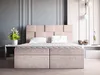 A modern bedroom setting with a pink upholstered bed as the focal point. Produktbild-Vorschau