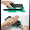 Two images showing how to apply a screen protector to a smartphone using an alignment tool. Voir les images du produit
