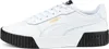 A side view of a white Puma sneaker with a black sole and gold Puma branding. Produktbild-Vorschau