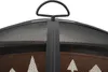 A close-up view of the top of a fire pit, showing the mesh lid and a handle. Produktbild-Vorschau