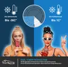A split image showing two women, one enjoying an ice pop and the other a drink, with temperature indicators and text highlighting dual-therm technology for a refrigerator/freezer. Produktbild-Vorschau