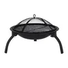 A black metal fire pit with a mesh lid and three legs, shown on a white background. Náhľad obrázku produktu