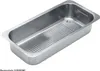 A stainless steel sink basin with a perforated insert. Produktbild-Vorschau