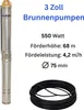CHM GmbH® Tiefbrunnenpumpe 3 Zoll 550 Watt 4200 L/h 6,8 Bar Produktbild-Vorschau 2