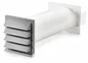 A white ventilation vent with gray louvers attached to a white tube, set against a white background. Anteprima dell’immagine prodotto