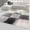 Wohnzimmer Teppich mit abstraktem Karomuster in grau rosa Produktbild-Vorschau 1