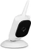 A white baby monitor camera with a black lens and a white antenna, placed on a white circular base. Náhled obrázku produktu