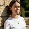 Złoty zestaw biżuterii z czarnym koniczynką – naszyjnik i Podgląd zdjęcia produktu 5