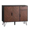 A product shot of a wooden sideboard with black metal legs against a white background. Náhled obrázku produktu