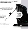 Close-up view of a black child car seat with instructional text and diagrams. Produktbild-Vorschau