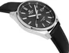 A close-up, angled view of a black Casio Edifice watch with a black leather strap, set against a white background. Voir les images du produit