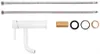 A collection of plumbing parts, including hoses, a faucet body, and various fittings, laid out on a white background. Náhled obrázku produktu