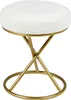 A white bouclé stool with a gold metal base. Produktbild-Vorschau