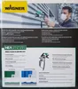 A man is using a Wagner paint sprayer on the side of a building. The packaging also shows diagrams and text describing the product's features. Anteprima dell’immagine prodotto