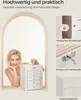 A woman is posing with a white jewelry box, with close-up shots of the jewelry box's features on the right side of the image. Produktbild-Vorschau