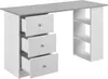 A white and light gray desk with drawers and shelves, shown from a slightly elevated side angle against a white background. Náhľad obrázku produktu