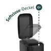 A black trash can with its lid open, showing a soft-close mechanism. Produktbild-Vorschau