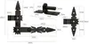 Technical drawings and product images of a metal hinge set with dimensions. Produktbild-Vorschau