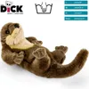 A plush otter toy lying on its back on a white background. Produktbild-Vorschau