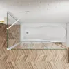 A top-down view of a bathtub with a glass shower enclosure. Produktbild-Vorschau