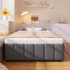 A bedroom setting with a bed, lamp, and decorative items on a shelf. Produktbild-Vorschau
