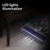 A vacuum cleaner brush head with LED lights illuminating the carpet under a piece of furniture. Produktbild-Vorschau