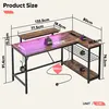 A diagram showing the dimensions of an L-shaped desk with LED lighting. Anteprima dell’immagine prodotto