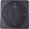 A top-down view of a black square manhole cover with a circular inset. Náhľad obrázku produktu