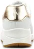The back view of a white sneaker with gold accents. Náhled obrázku produktu