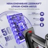 A close-up of a vacuum cleaner's battery pack and internal components, overlaid on a clock face graphic. Produktbild-Vorschau