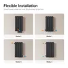 Four diagrams showing different installation modes for a radiator. Produktbild-Vorschau