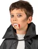 A young boy wearing a black cape and vampire fangs with fake blood. Produktbild-Vorschau