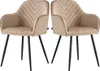 Two beige upholstered dining chairs with black metal legs are shown against a white background. Náhľad obrázku produktu
