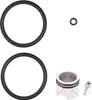 A set of rubber O-rings and a cylindrical component with a mesh top. Produktbild-Vorschau