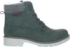 A side view of a green boot with a gray knitted cuff. Produktbild-Vorschau