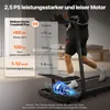 A person is running on a treadmill, with a comparison chart overlayed on the left side of the image. Produktbild-Vorschau